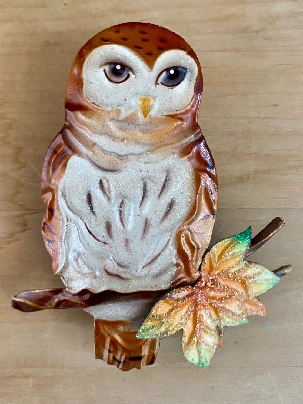 Owl magnet, with glitter, cute!